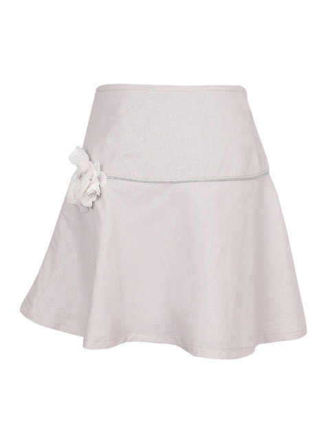 

Miyo Girls Silver-Coloured Solid Knee-Length A-Line Skirt