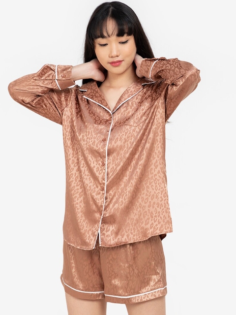 

ZALORA BASICS Women Brown Printed Casual Shirt