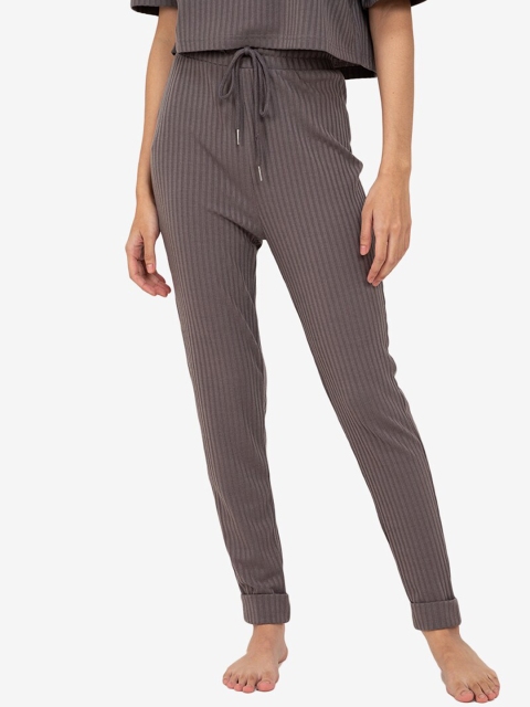 

ZALORA BASICS Women Grey Ribbed Joggers