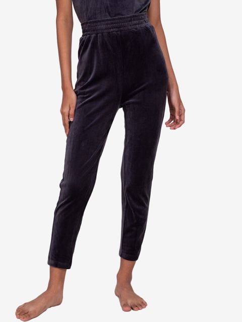 

ZALORA BASICS Women Charcoal Grey Velvet Joggers
