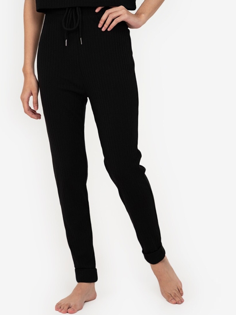 

ZALORA BASICS Women Black Solid Jogger Lounge Pants
