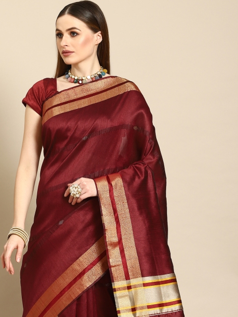 

Anouk Maroon Zari Silk Blend Banarasi Saree