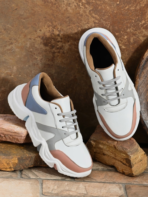 

mr wonker Men White Colourblocked Sneakers
