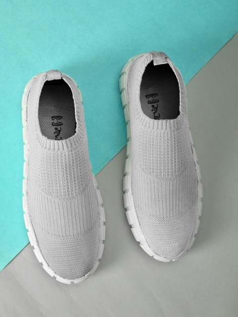 

mr wonker Men Grey Woven Design Slip-On Sneakers