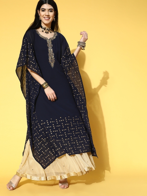 

ZOLA Deep Navy Blue Georgette Kaftan Kurta