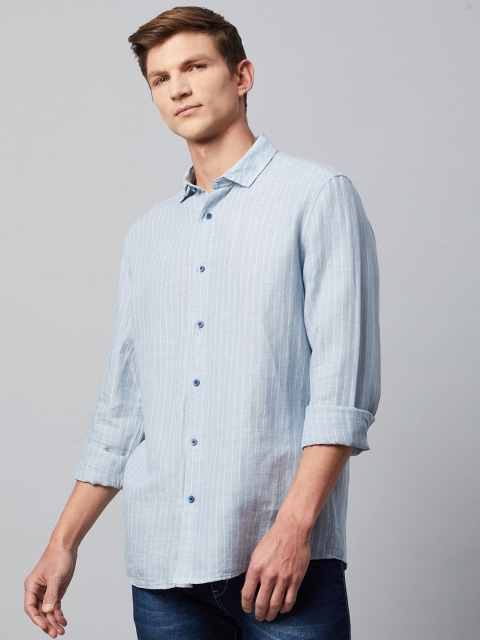 

Marks & Spencer Men Blue Striped Casual Shirt