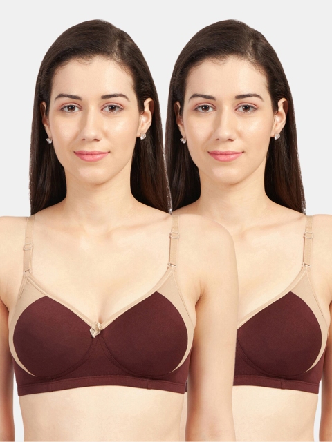 

Sonari Coffee Brown & Tan Colourblocked Bra Lightly Padded