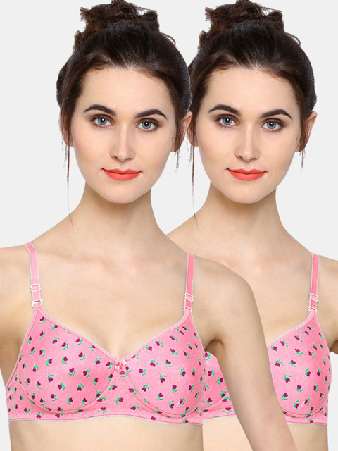 

Sonari Pack Of 2 Pink & Green Floral T-Shirt Bra Lightly Padded