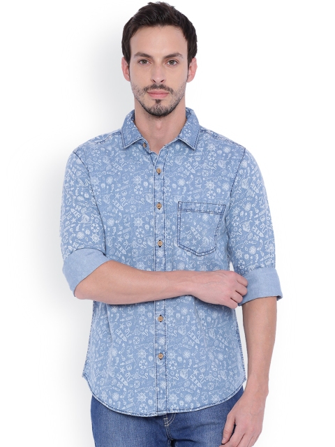 

IVOC Men Blue Slim Fit Printed Casual Shirt
