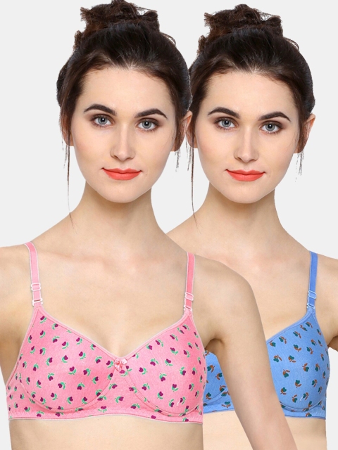 

Sonari Pack of 2 Floral Bra Lightly Padded, Pink