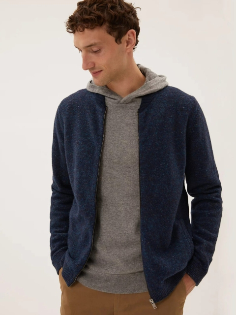 

Marks & Spencer Men Navy Blue Bomber Jacket