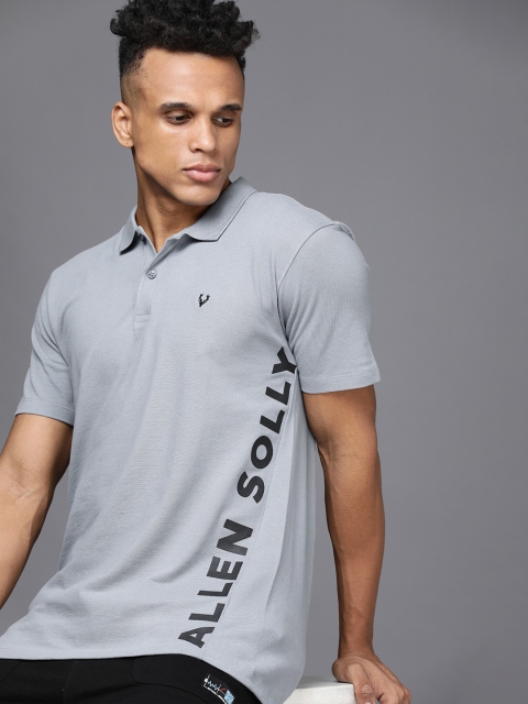 

Allen Solly Sport Men Grey & Black Printed Polo Collar T-shirt