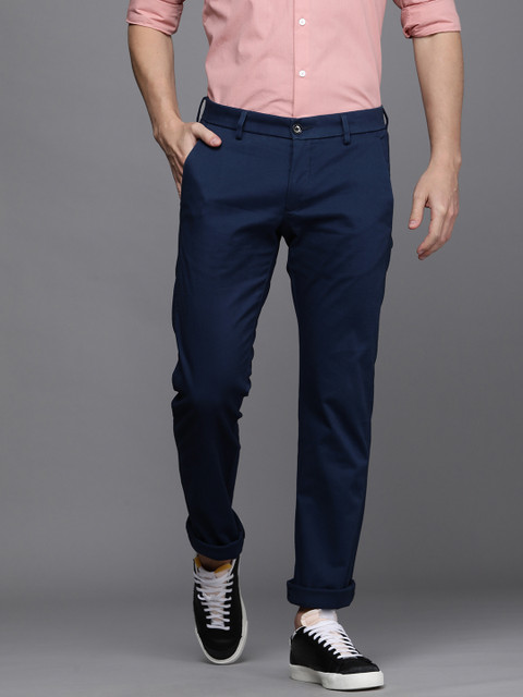 

Allen Solly Sport Men Blue Solid Mid Rise Slim Fit Trousers