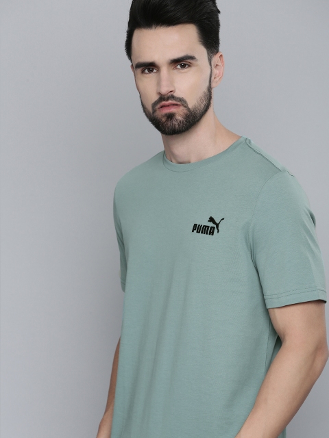 

Puma Men Blue & Black Brand Logo Embroidery T-shirt