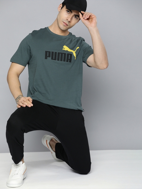 

Puma Men Grey Brand Logo Printed Pure Cotton T-shirt