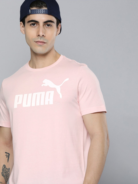 

Puma Men Pink & White Essentials Logo Printed T-shirt