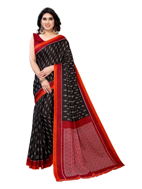 

KALINI Black & Red Printed Pure Cotton Saree