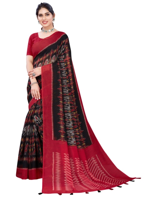 

KALINI Black & Red Ethnic Motifs Saree