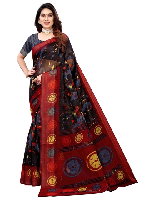 

KALINI Black Bandahni Printed Poly Cotton Saree