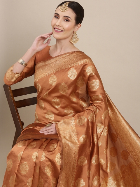 

Shaily Rust Orange & Golden Zari Woven Design Banarasi Saree