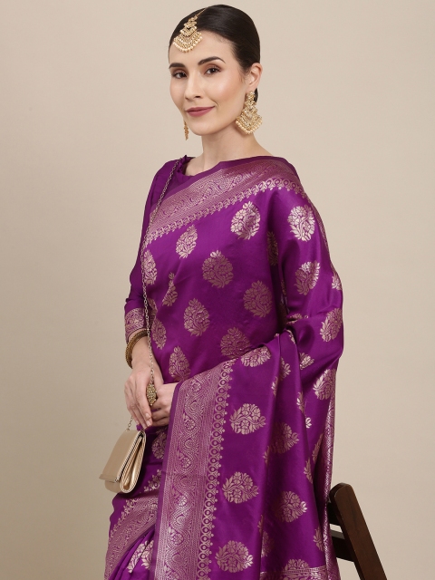 

Shaily Violet & Golden Zari Woven Design Banarasi Saree