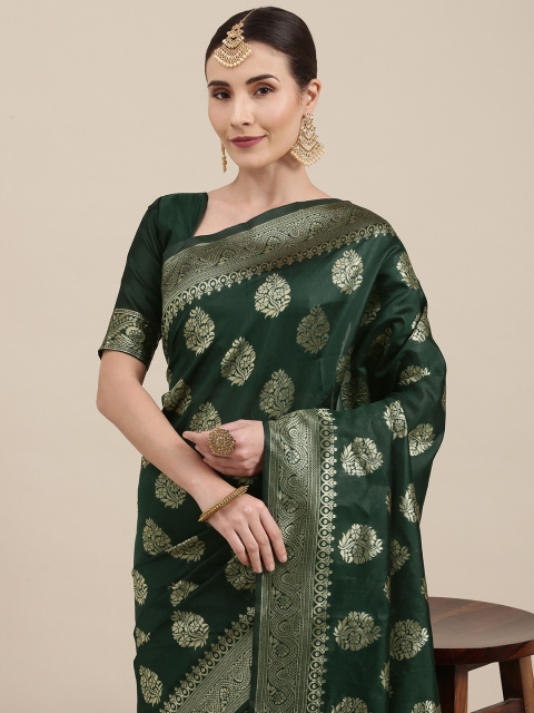 

Shaily Green & Golden Zari Woven Design Banarasi Saree