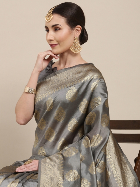 

Shaily Grey & Golden Zari Woven Design Banarasi Saree