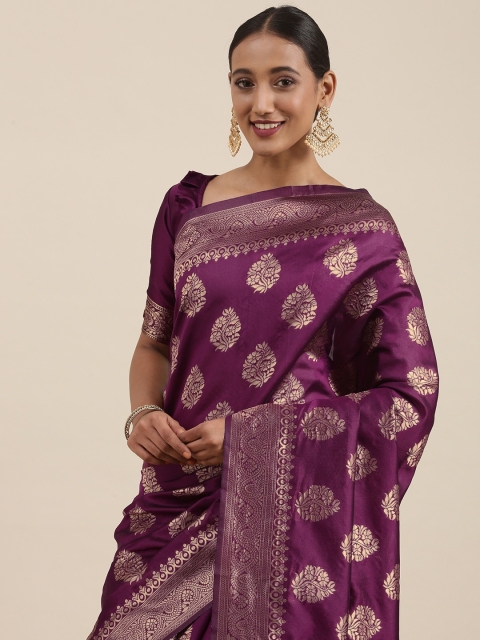 

Mitera Purple & Golden Ethnic Motifs Silk Blend Saree