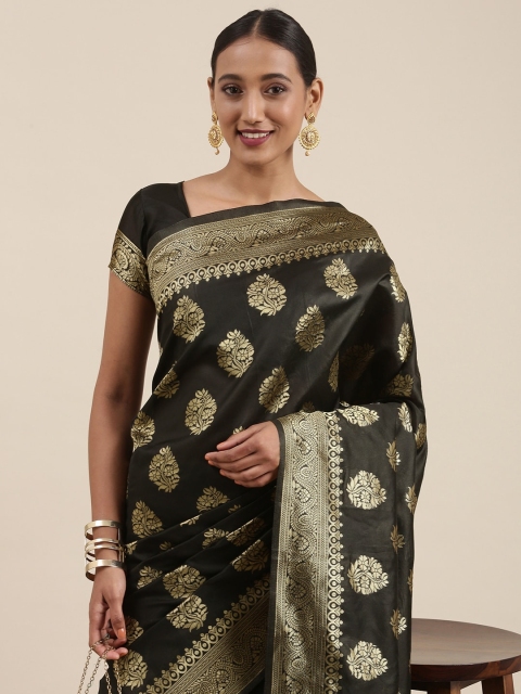

Mitera Black & Golden Ethnic Motifs Silk Blend Saree