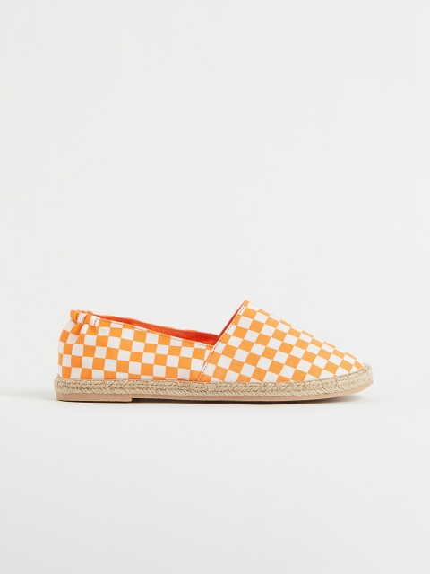 

H&M Women Orange Checked Pure Cotton Espadrilles