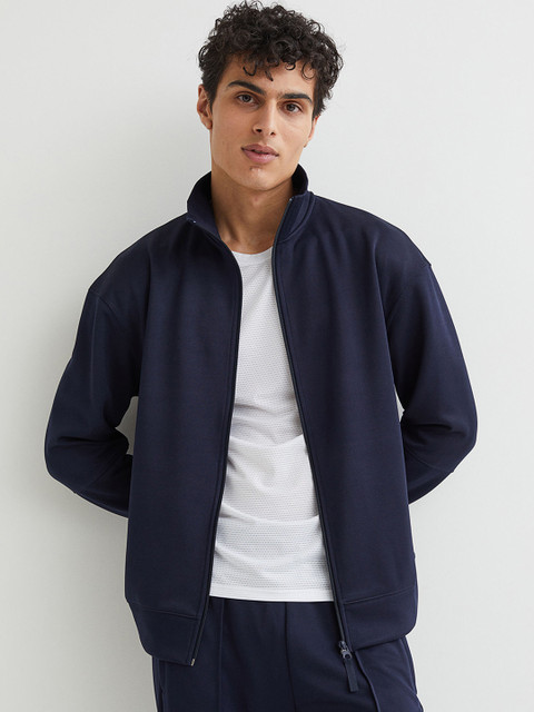 

H&M Men Blue Solid Relaxed Fit Track Jacket