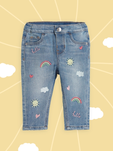 

H&M Girls Blue Embroidered Jeans
