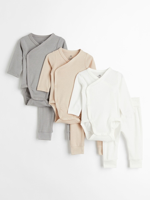 

H&M Boys Pack of 3 Solid 2-Piece Cotton Set, White