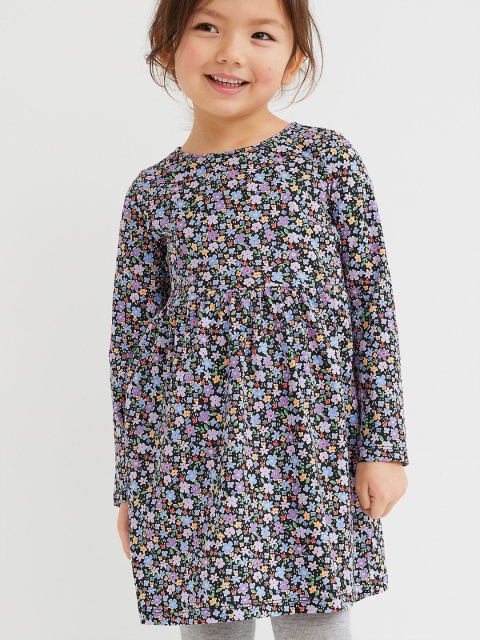 

H&M Girls Multicoloured Floral Print Cotton Jersey Dress, Multi