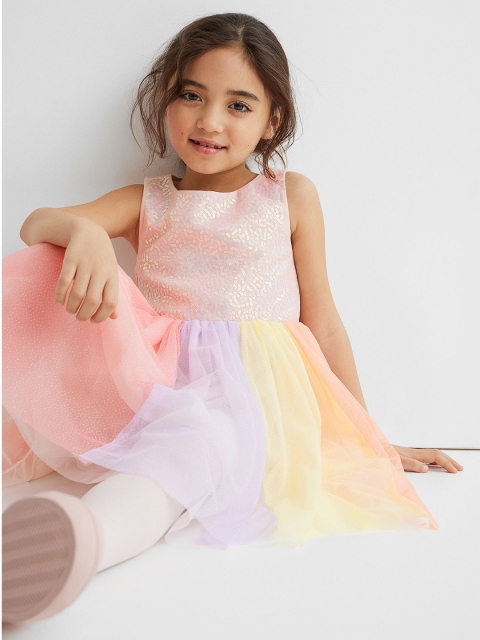 

H&M Girls Pink & Multicoloured Sequined Tulle Dress