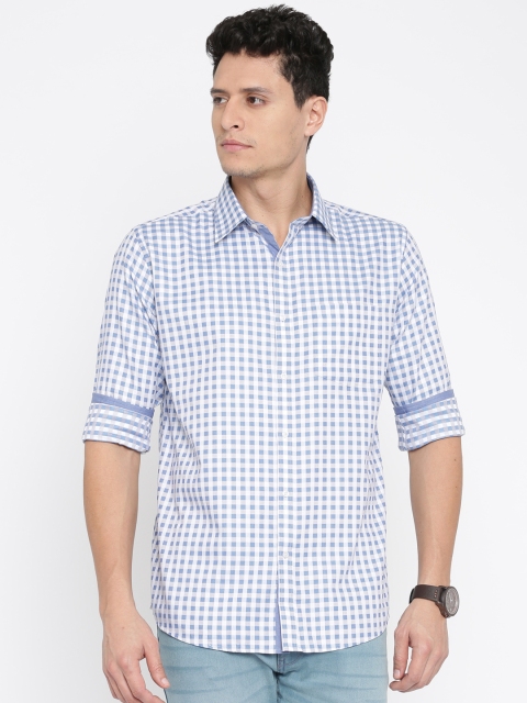 

Park Avenue Men Blue Slim Fit Checked Casual Shirt