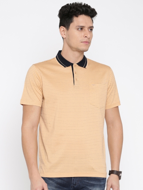 

Park Avenue Men Peach Pink Self-Design Polo T-shirt