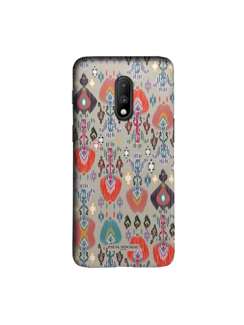 

Payal Singhal Multicoloured Ikat Printed OnePlus 7 Slim Back Case, Multi