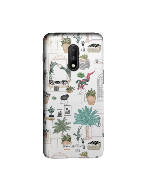

Payal Singhal White Quriky Printed OnePlus 7 Slim Back Case