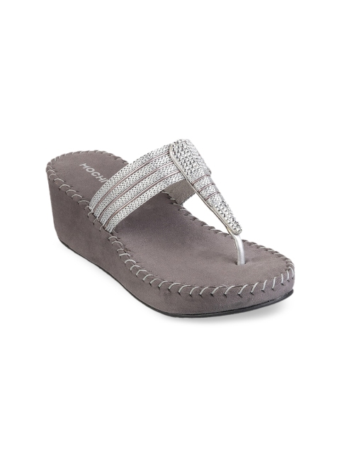 

Mochi Silver-Toned Textured Flatform Sandals
