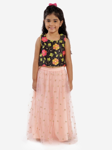 

Lil Peacock Girls Pink & Black Printed Ready to Wear Lehenga Choli