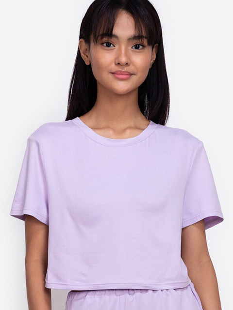 

ZALORA BASICS Purple Boxy Crop Top