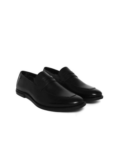

Lee Cooper Men Black Solid Leather Penny Loafers