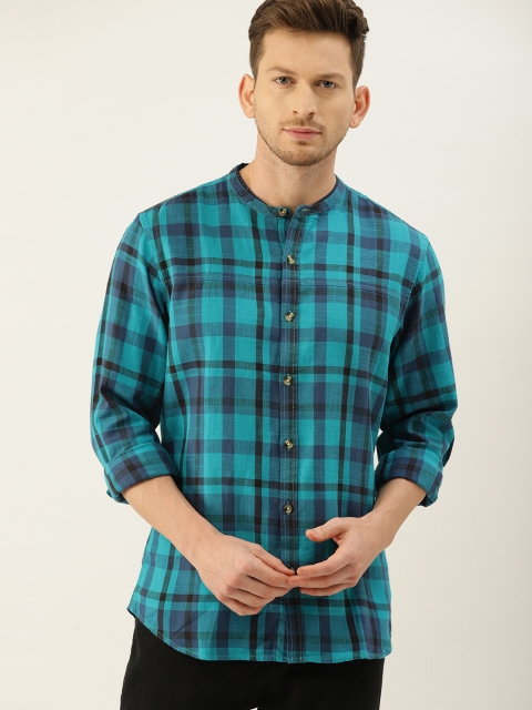

United Colors of Benetton Men Blue Checked Casual Shirt