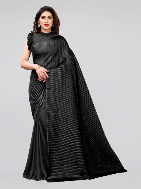 

MIRCHI FASHION Black Striped Satin Saree