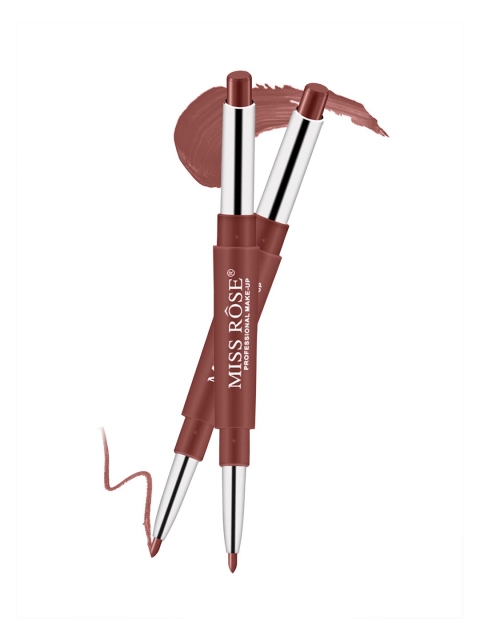 

MISS ROSE 2 In 1 Pack of 2 Creamy Matte Dark Inked Heart Lipstick, Charcoal