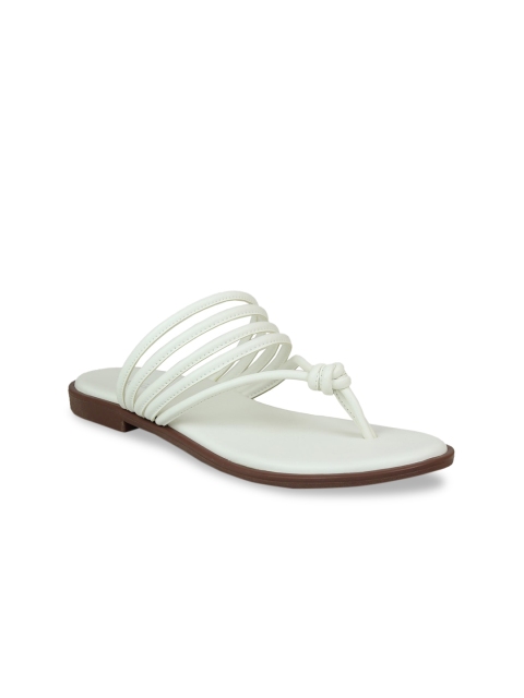 

Inc 5 Women White T-Strap Flats