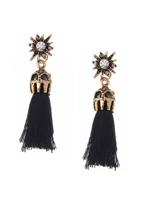 

OOMPH Black Contemporary Tasselled Drop Earrings