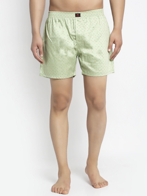 

Big Fox Men Green Printed Pure Cotton Boxers