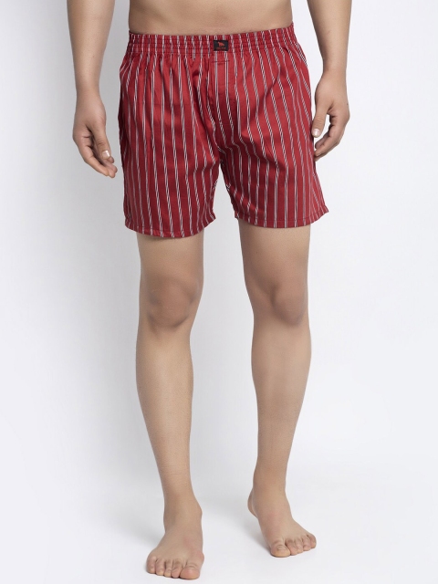 

Big Fox Men Maroon & White Striped Boxers BX_006_Red_S